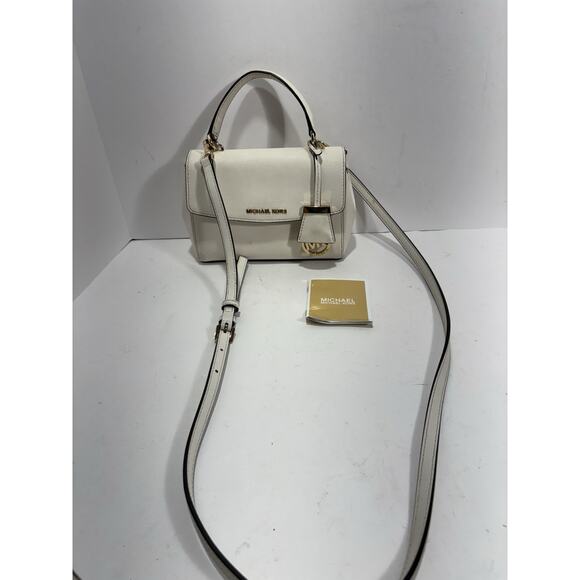 Michael Kors Ava Extra-Small White Saffiano Leather Crossbody Bag Shoulder COA - Picture 1 of 14